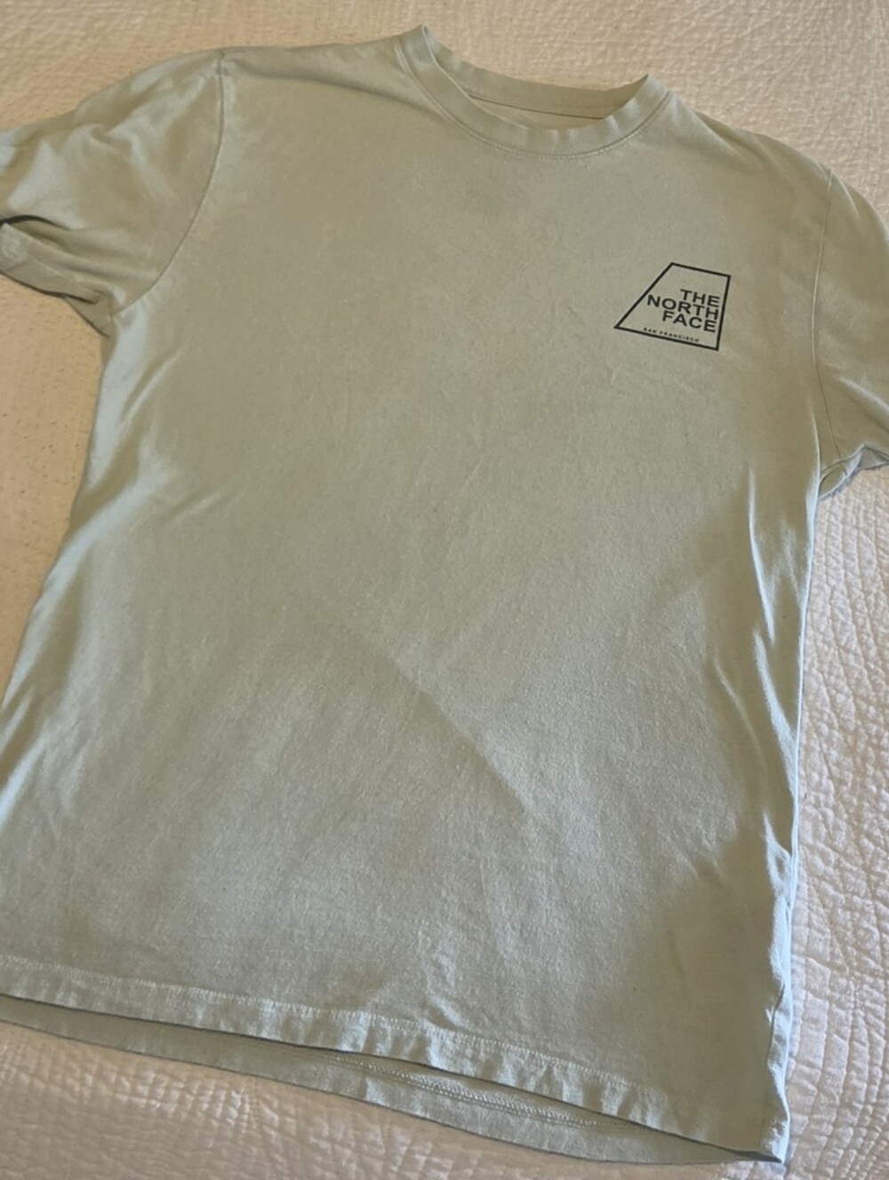 The North Face Light Sage Green San Francisco Logo Tee, Size Small